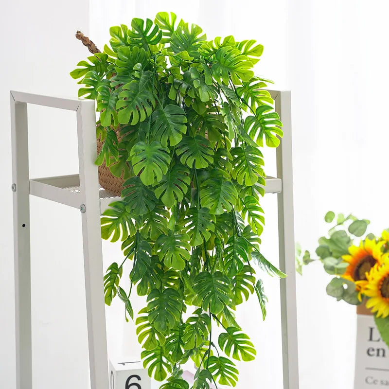 décoration végétale artificielle feuilles vertes vigne tropicale suspension extérieurintérieur 76cm 64cm