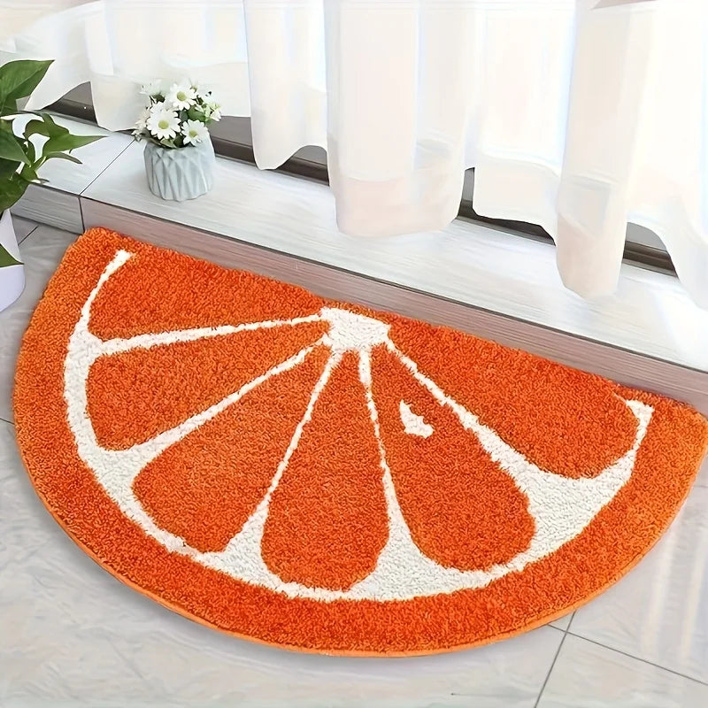 tapis orange moderne doux polyester salle bain rapide sèche antidérapant blanc imitation cachemire