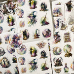 autocollants multicolores fantaisie magique artisanat scrapbooking journaux bricolage sorcières chats bougies châteaux cristaux livres