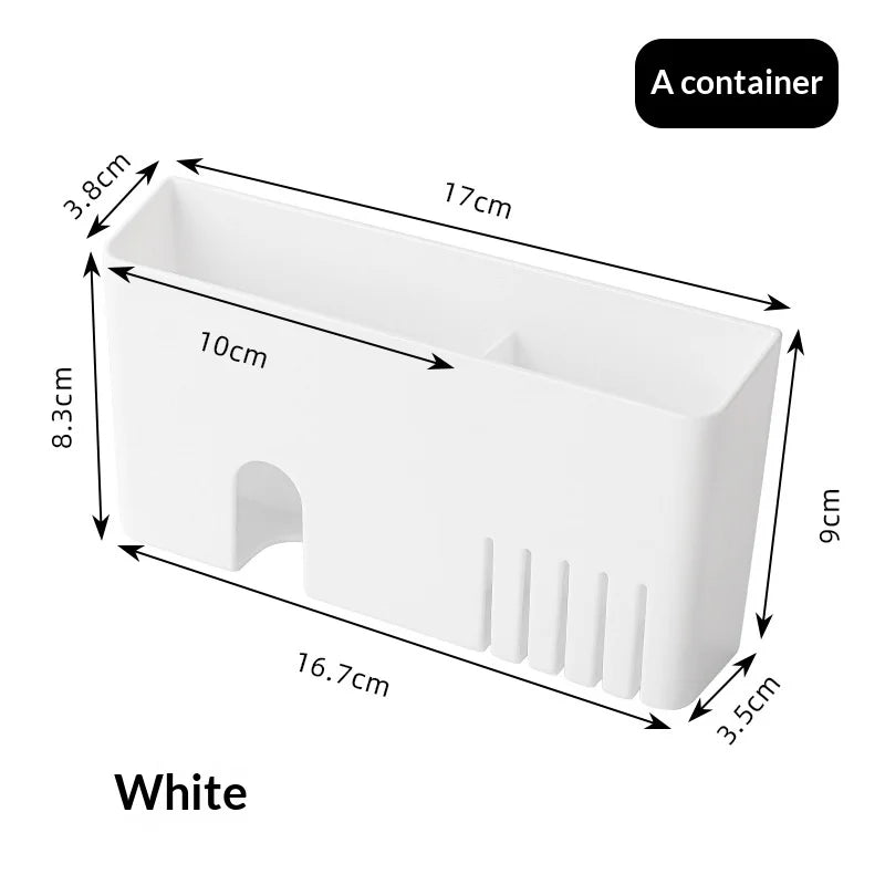 boîte rangement murale moderne double compartiment adhésif smartphone télécommande stylos blanc orange bleu