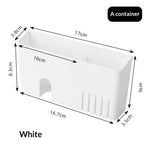 boîte rangement murale moderne double compartiment adhésif smartphone télécommande stylos blanc orange bleu