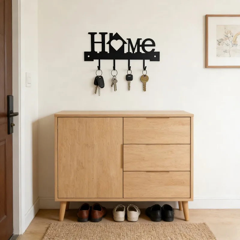 porte clés mural décoratif cœur lettre modernes couleurs noire rouge beige