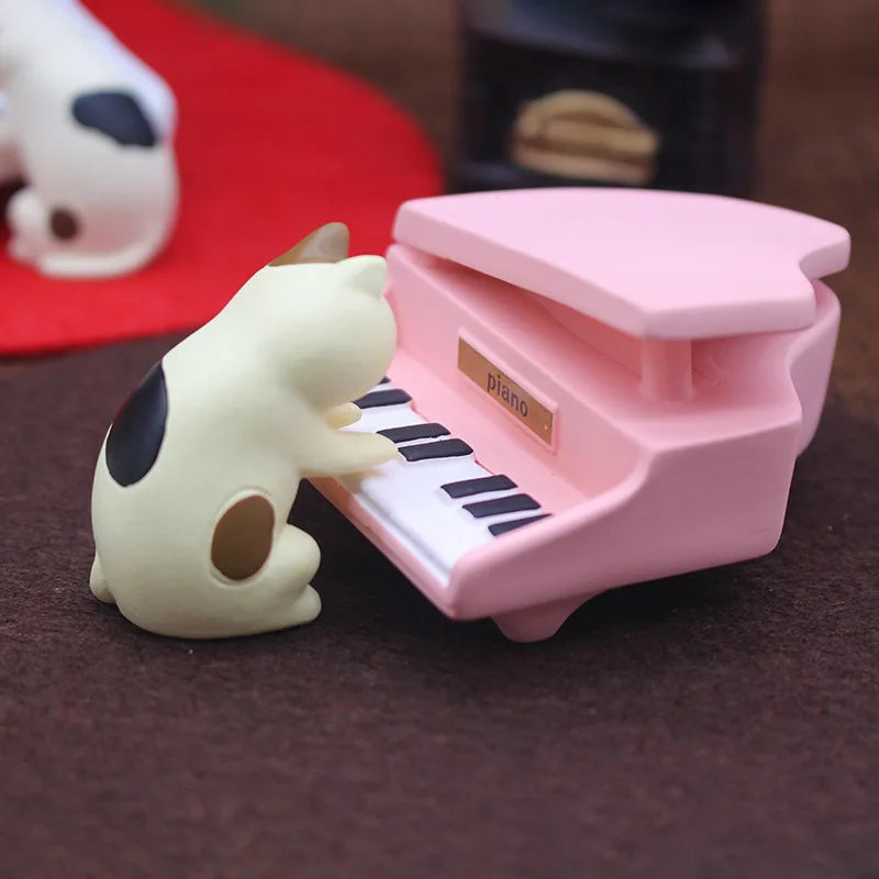 piano miniature rose clés chat blanc noir décoration maison zakka japonais réaliste