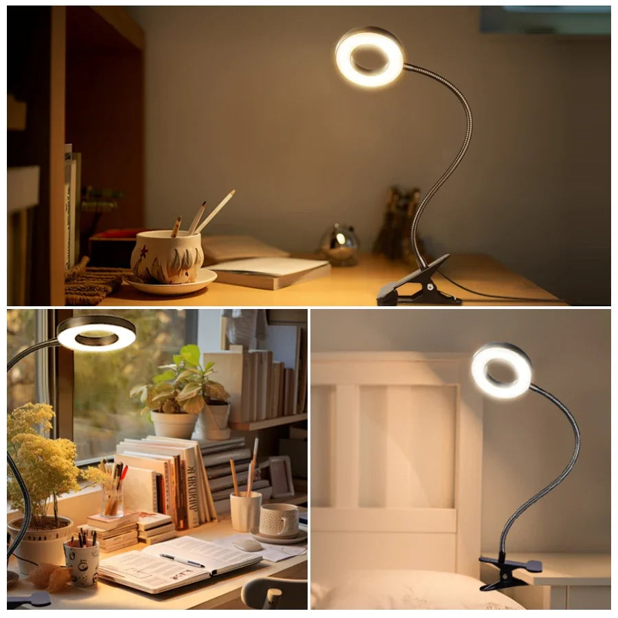lampe flexible moderne pinces usb réglable éclairage étude protection yeux télécommande led noire
