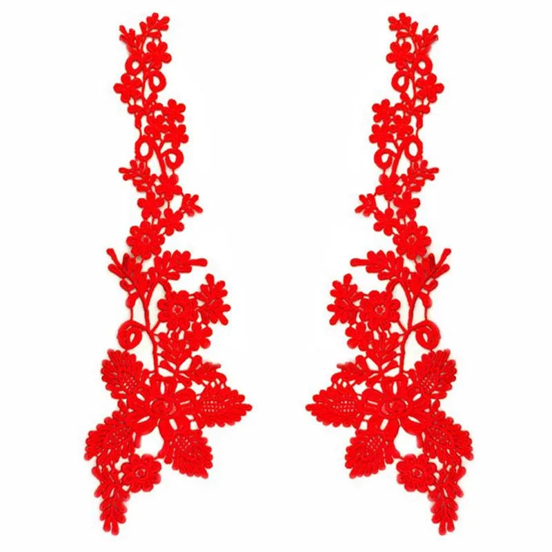 appliques decoratives brodees or rouge vert bleuclair floral polyester mariage
