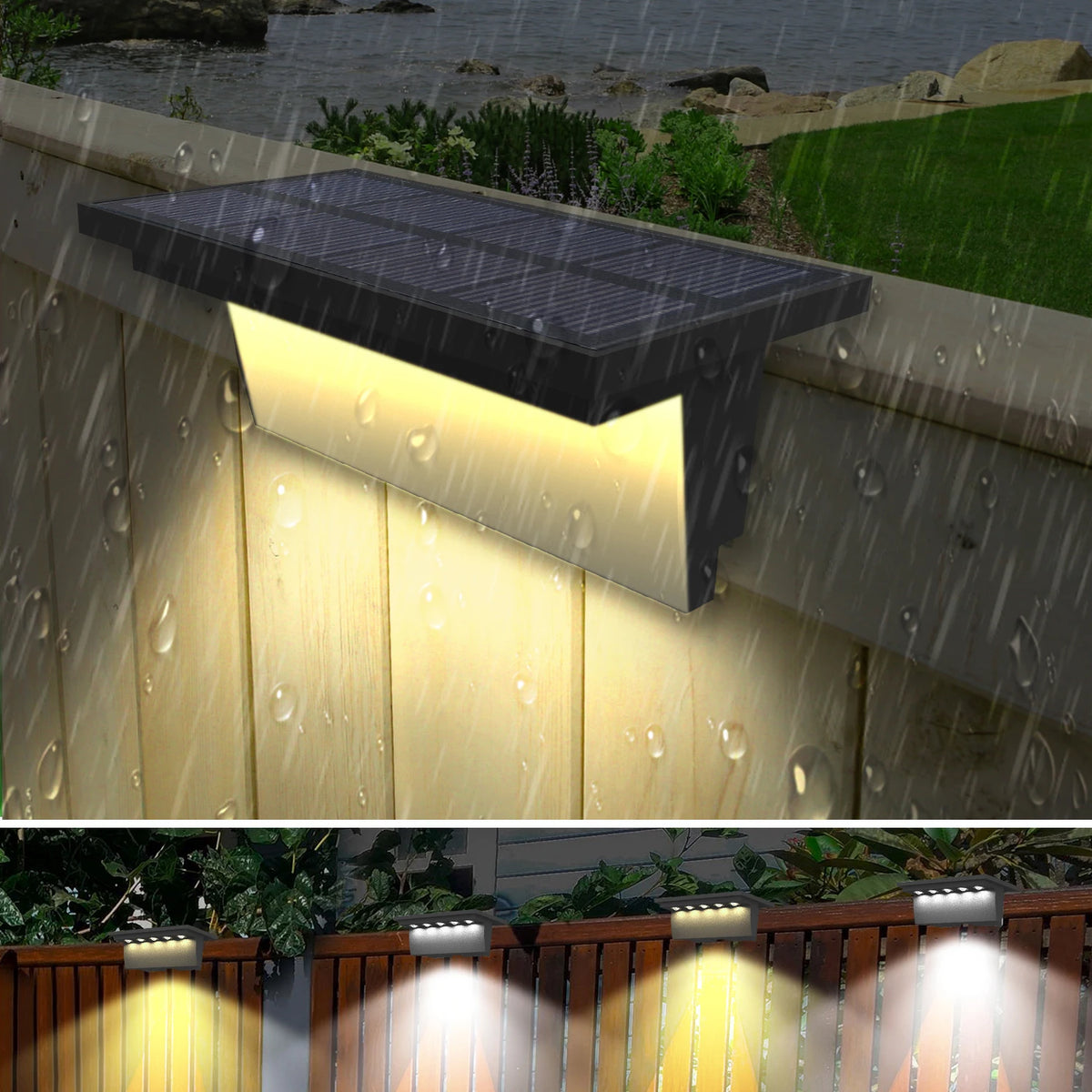 applique murale led solaire noire moderne ip65 abs contemporaine interrupteur on off panneau solaire