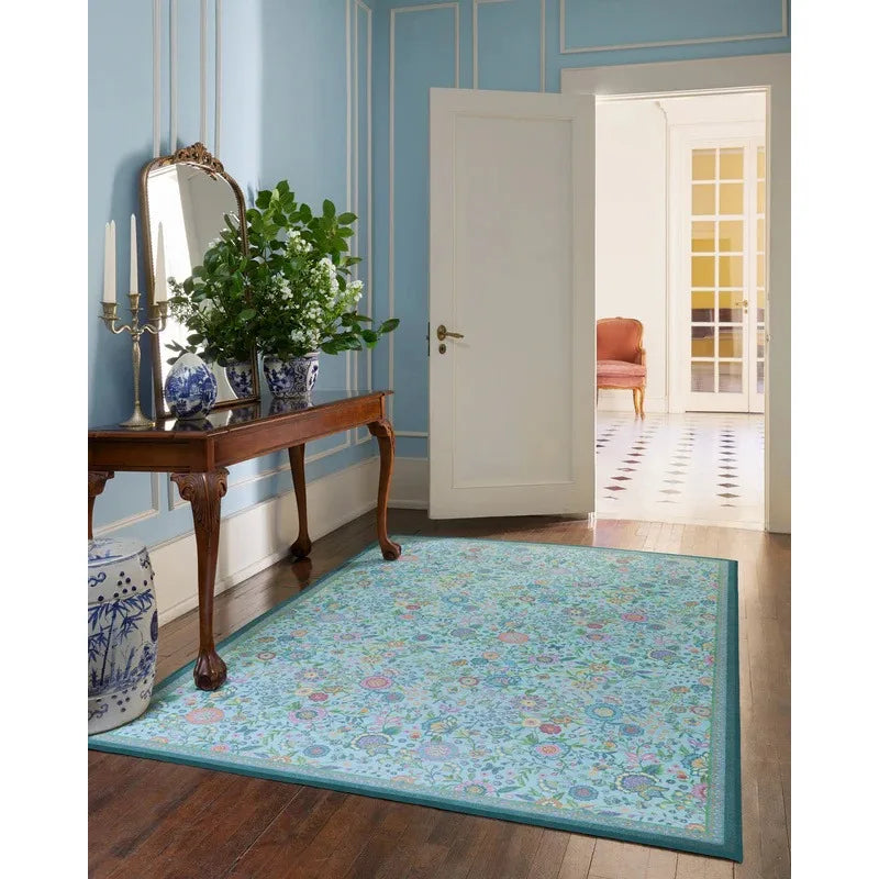 tapis fleuri polyester polypropylène moderne beige vert bleu rose jaune salon chambreextérieur