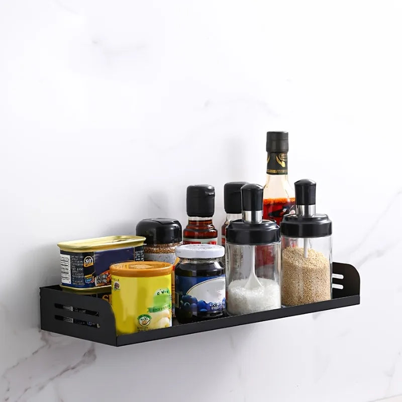 étagère murale moderne adhésive rangement noir divers objets cuisine salle bain chambre salon