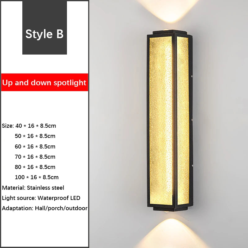 applique murale extérieure moderne led noir doré acier inoxydable étanche entrée porche