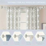 rideaux argentés finials cristallisés tringle brillante plis décoratifs classiques supports muraux