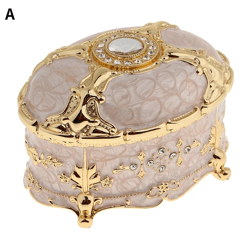 boîte bijoux baroque ornements floraux blanc bleu argent zinc