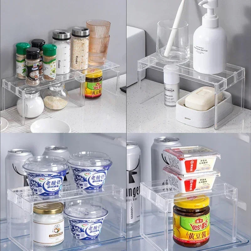 organiseur réfrigérateur transparent moderne adhésif plusieurs compartiments rangement cuisine ecofriendly