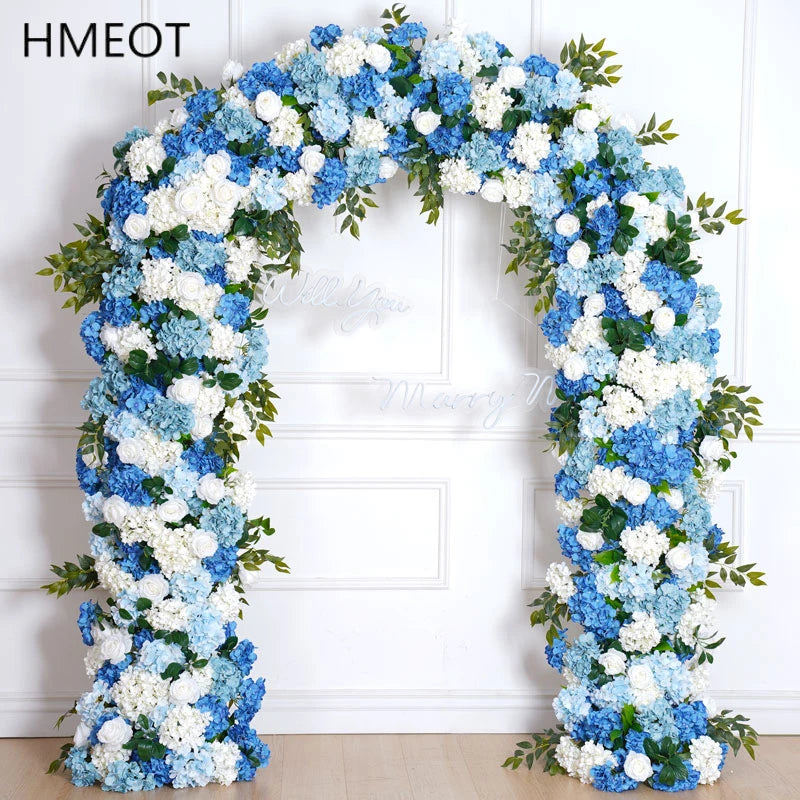 arche décorative mariage fleurs artificielles bleu blanc vert extérieur décoration maison