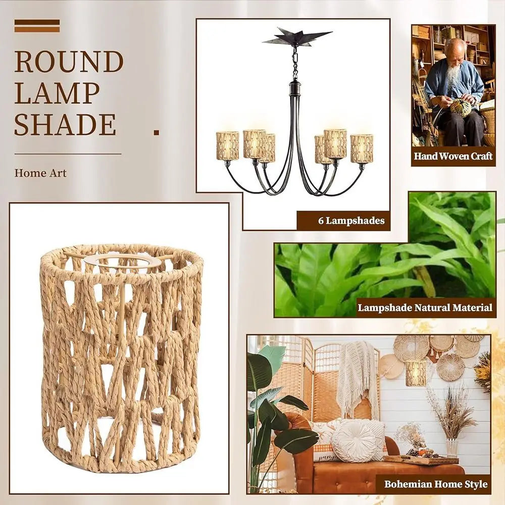 abat jour tressé boho naturel beige luminaire suspendu vintage opalescent