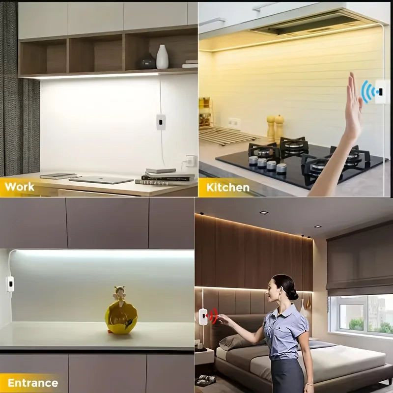 ruban led flexible adhésif blanc contrôleur tactile prise usb éclairage chambre moderne minimaliste
