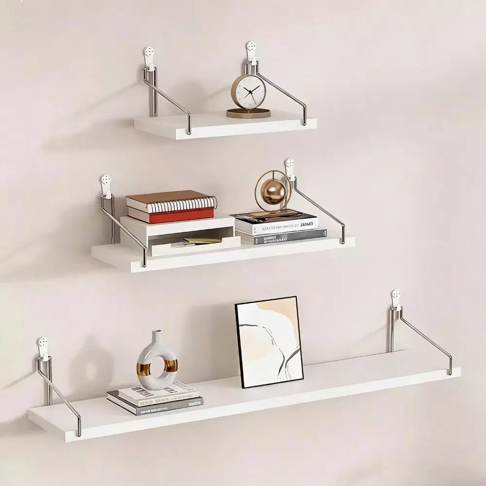 étagère murale bois moderne clips magnétiques suspension multiple rangement décoration horloge livres
