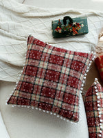 coussin carré rouge carreaux flocons neige rustique décoration noël sofa voiture 45x45cm MACHINE WASH