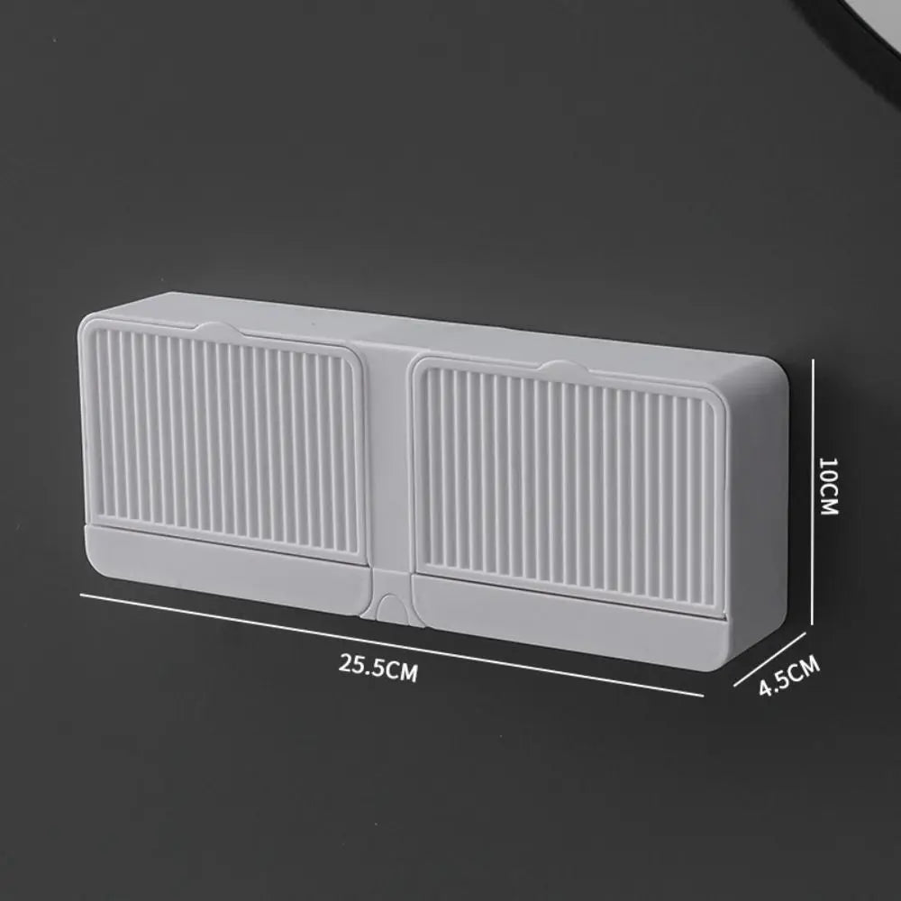 boîte savon moderne blanche rayée adhésive petite plante artificielle