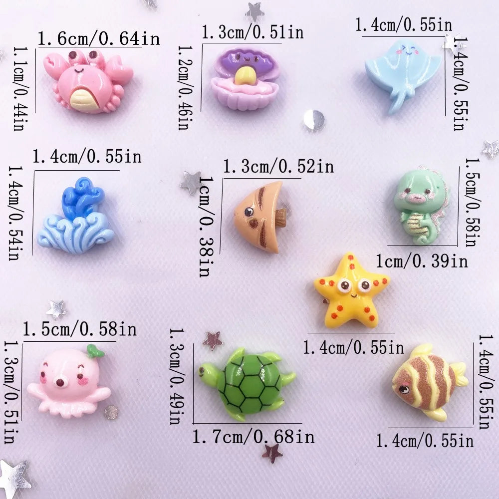pendentifs résine colorée crabe étoile tortue poissons décoratifs cartoon 14+