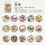 autocollants vintage étiquettes décoratives motifs floraux rubans boutons blanc marron beige instruments musicaux
