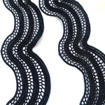 ruban dentelle noir motif ondulé 5cm large tissu polyester classique couture 2mètres écologique soluble