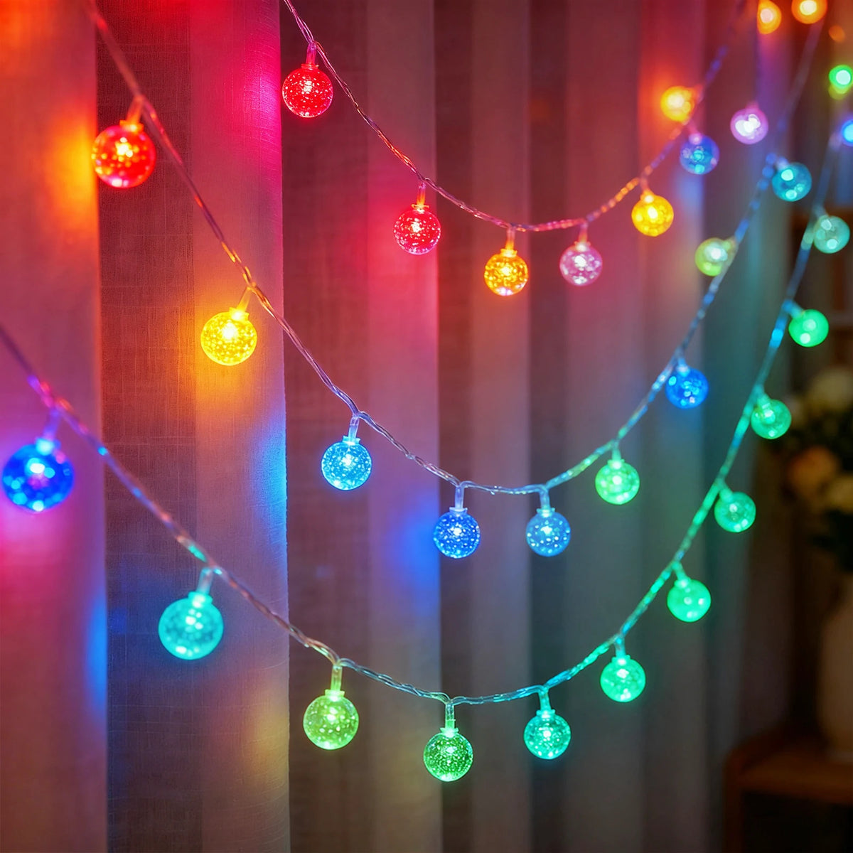 guirlande lumineuse 10 20 40 80 leds translucides blanc multicolore moderne noël chambreextérieur