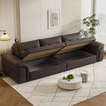 canapé moderne marron cuir lisse coussins forme minimaliste italien luxueux fixations