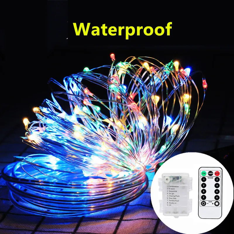 guirlande lumineuse led multicolore fil cuivre adhésif contrôleur distant blanc chaud moderne