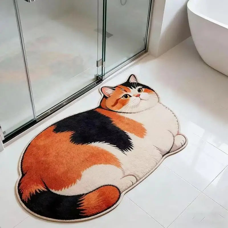 tapis sol noir blanc chat imprimé adhésif moderne absorption rapide PVC