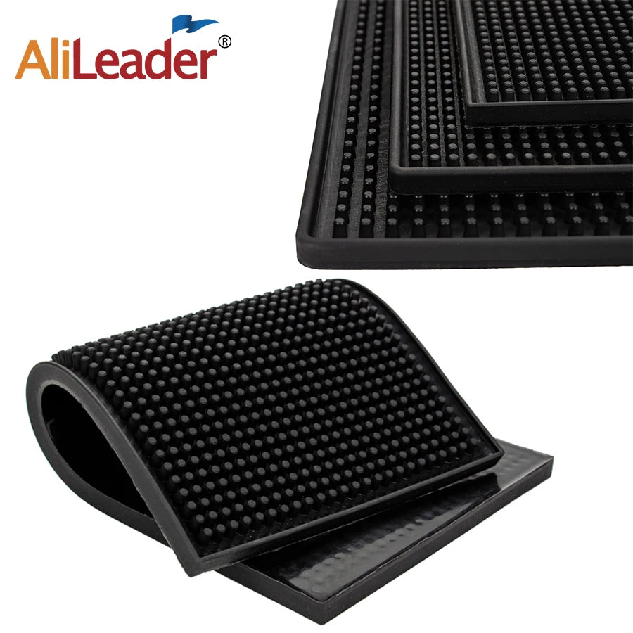 tapis antidérapant caoutchouc protection salon coiffure outils professionnels utilitaires noir texturé points reliefs bordures