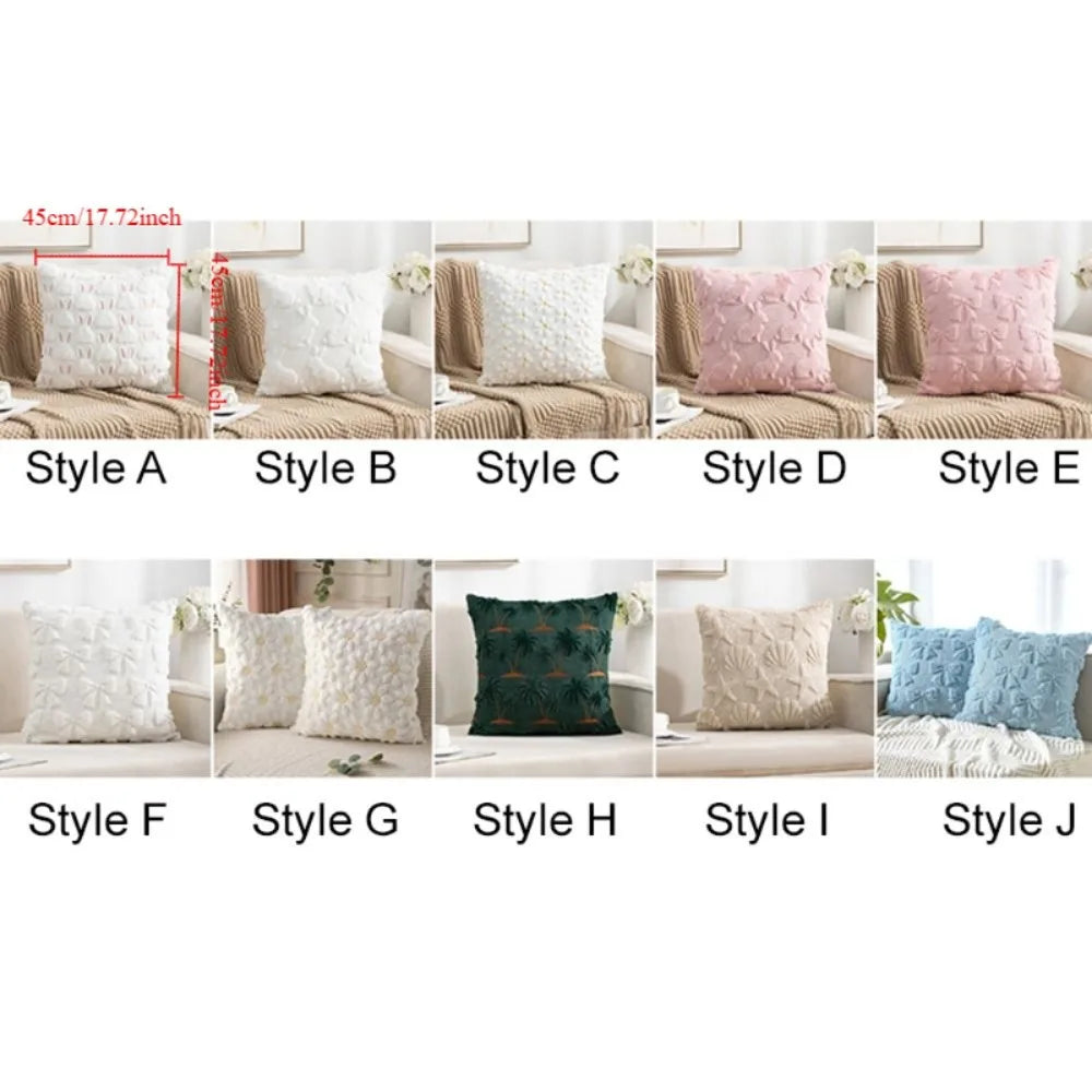 housse coussin décoration moderne rose clair blanc motifs floraux polyester coton 45cm lit chambre