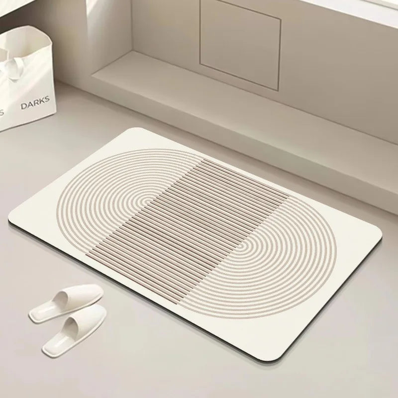 tapis sol salle bain diatomée beige absorbant moderne antidérapant séchage rapide intérieur