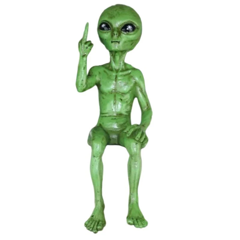 statues aliens résine vert gris moderne humour verre bière vin fixations