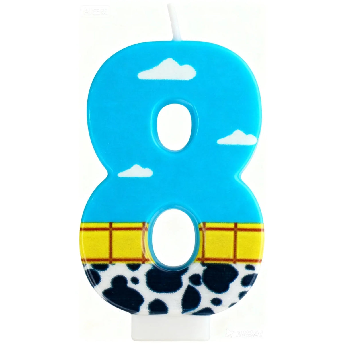 bougies anniversaire chiffres pois noirs blancs nuages bleus décoratives animaux adhésives table fête gâteau