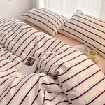 ensemble literie rayures bleu rouge moderne taies oreiller housses décontracté coton mat lit drap
