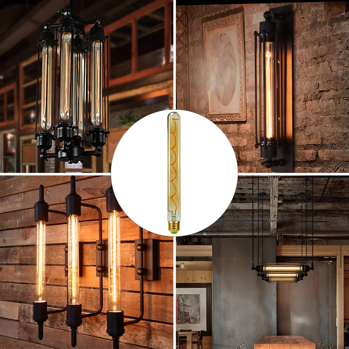 ampoule led transparente spirale dorée vintage 360 degres 300mm 15000h