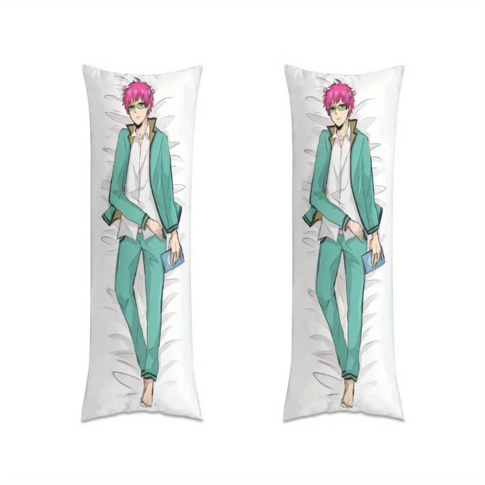 housse coussin anime personnages cheveux roses vêtement vert polyester hypoallergénique respectueux environnement imprimé manga