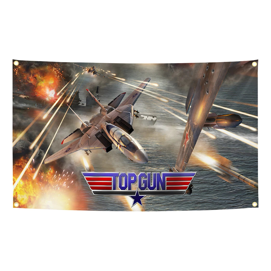 bannière top gun logo étoile danger zone epic version avions explosion vintage