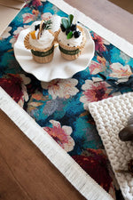 chemin table moderne multicolore fleurs polyester coton maison décor table bleu blanc rouge vert