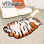 tapis tigre stylisé lunettes contemporain antidérapant imperméable polyester blanc orange