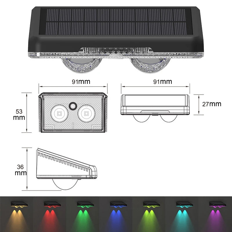 lumières solaires led noires ip65 moderne auto allumage extérieures patio décoration jardin adhésif
