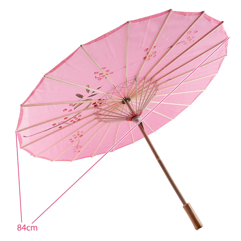 parapluie traditionnel artisanal japonais fleurs feuilles peintes main poignée bois rouge orange bleu violet