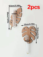 Support mural moderne feuille Monstera clips métalliques plante verte tube verre transparent chambre salon