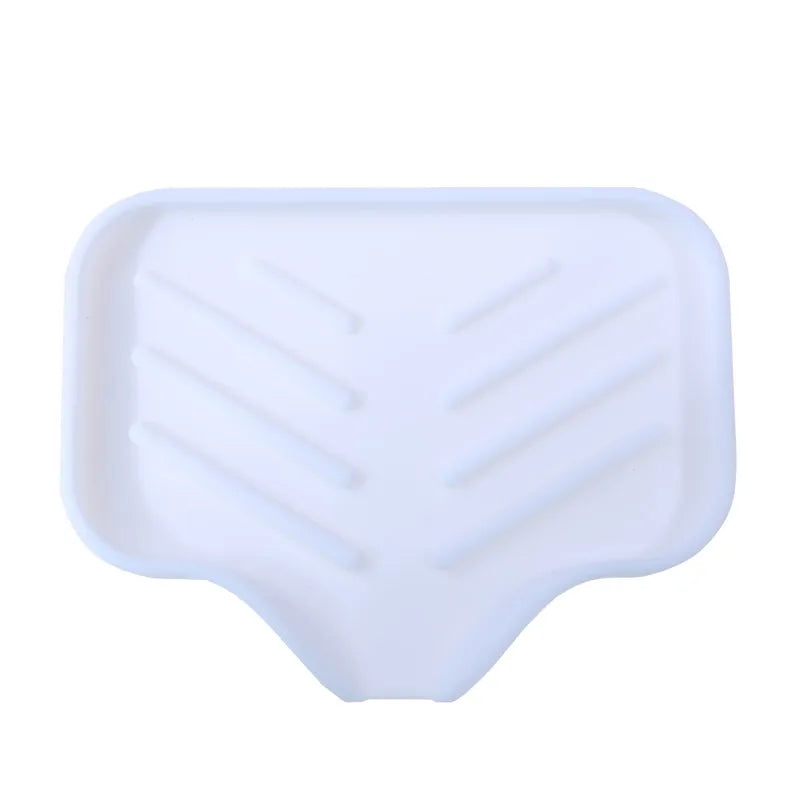 support savon silicone self draining moderne gris vert blanc rayures horizontales
