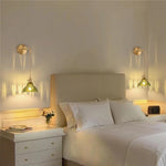 lampe murale moderne verre floral or vert translucide vintage fixée mur led contemporain