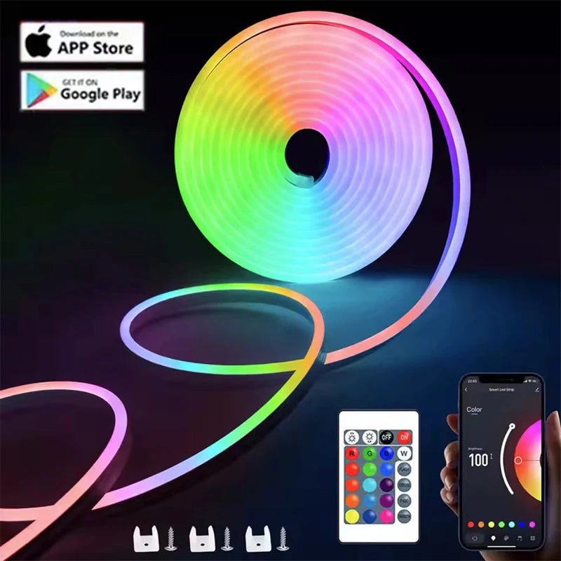 Ruban LED néon connecté RGB flexible étanche IP68