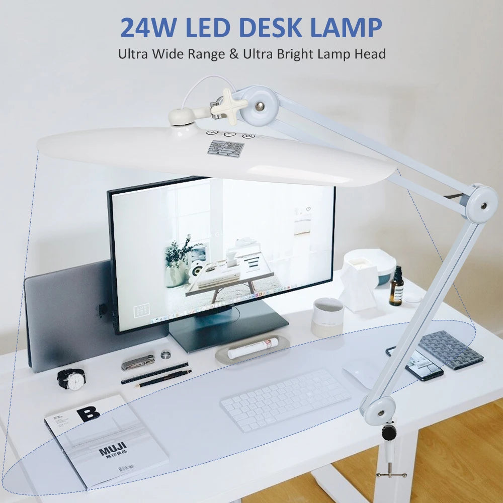 lampe led blanc minimaliste 50cm 117led pince ajustable intensité variable moderne
