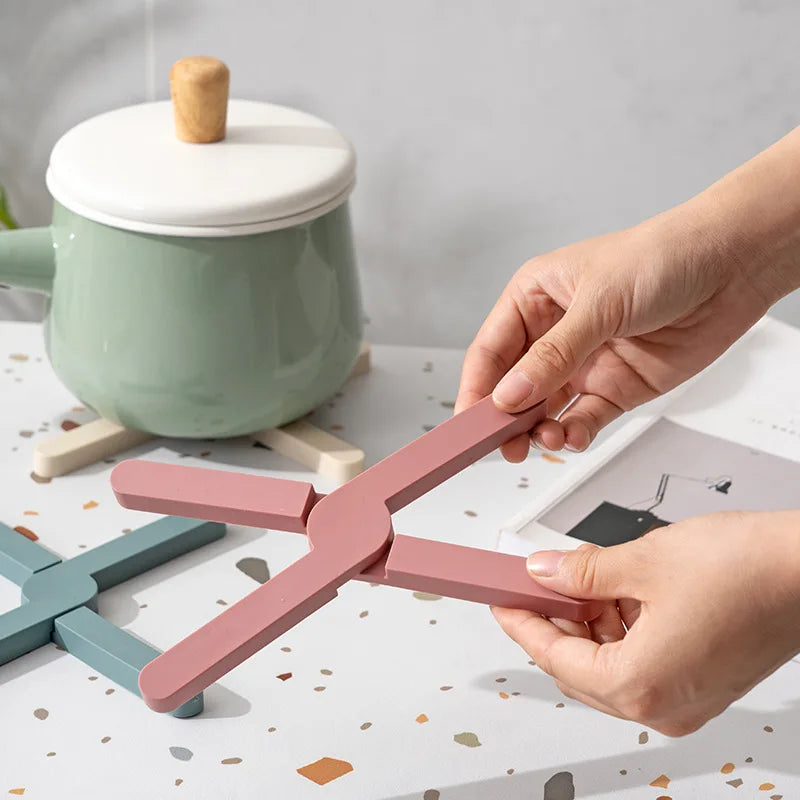 support vaisselle pliable silicone moderne vert pastel rose pastel bleu pastel beige respectueux environnement