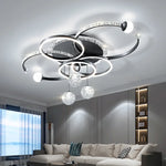 lustre moderne argenté doré cristaux scintillants éclairage chambre salon entrée moderne luxueux