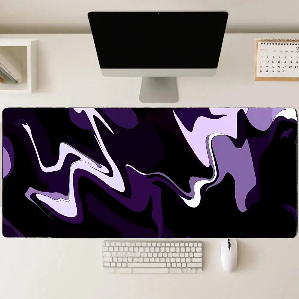 tapis souris abstrait noir violet moderne adhésif gamer fluide ondulé travail